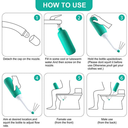 1PC 650ml Portable Bidet Eco-Friendly Plastics Travel Handheld Bidet Bottle with Retractable Spray Nozzle for Hygiene Cleansing